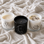 core Trio Part I illustrated candles on cream linen — Predominantly Black
