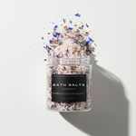 GOODNIGHT bath salt jar with lavender-colored botanicals — Predominantly Black