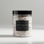SOLITUDE bath salts in a clear jar; buttermilk and lavender fragrance — Predominantly Black