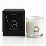SOLITUDE illustrated soy-coconut scented candle beside its black presentation box; sage and lavender fragrance — Predominantly Black